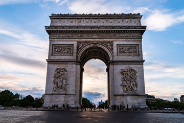 Fototapeta na wymiar Arch of Triumph (Arc de Triomphe de l'Étoile) after sunset. Paris, France.