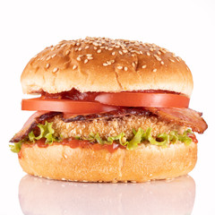 hamburger on white background