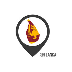 Map pointers with contry Sri Lanka. Sri Lanka flag. Stock vector illustration isolated on white background.