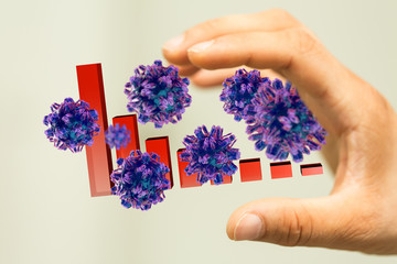 Financial stock graph has down from virus corona outbreak..