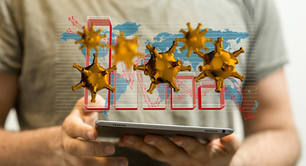 Financial stock graph has down from virus corona outbreak..