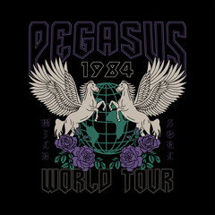 Pegasus Rock Print Wire World and Roses