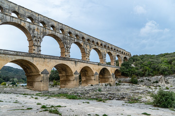 Fototapeta premium Pont du Gard is the tallest aqueduct and bridge built in Europe by the Romans, Provence, France
