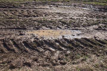tire tread marks on the ground