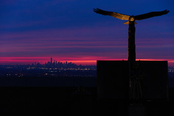 New York evening panorama from Eagle Rock observation deck.