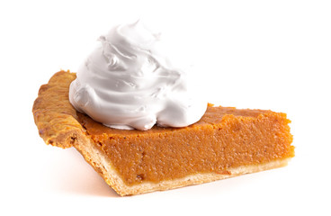 Slice of Sweet Potato Pie Isolated on a White Background