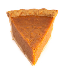 Slice of Sweet Potato Pie Isolated on a White Background