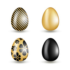 Gold Eggs Collection with Black Geometric Pattern