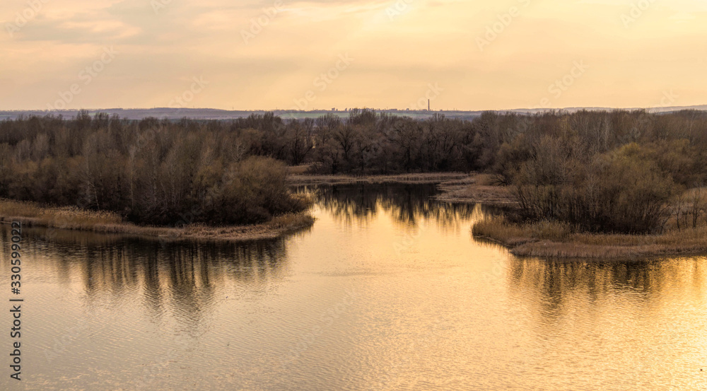 Canvas Prints Island on the river in early spring