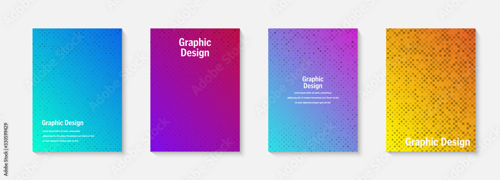 Poster vector halftone cover design templates. layout set for covers of books, albums, notebooks, reports, 