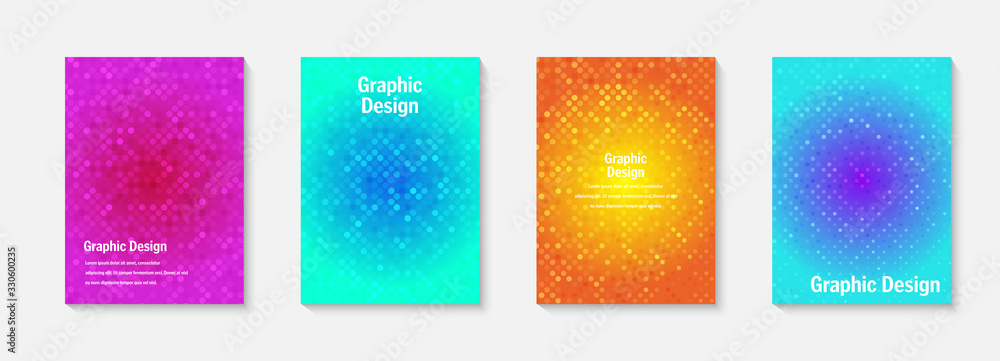 Poster vector halftone cover design templates. layout set for covers of books, albums, notebooks, reports, 