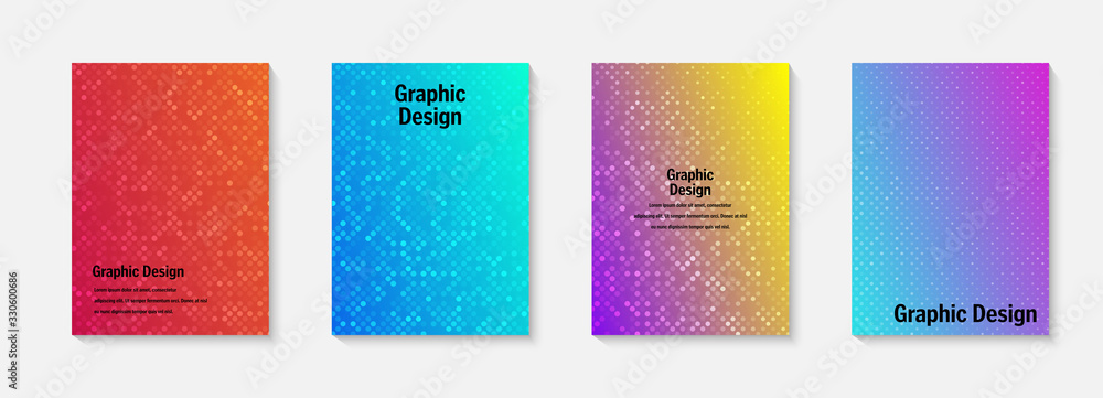 Poster vector halftone cover design templates. layout set for covers of books, albums, notebooks, reports, 