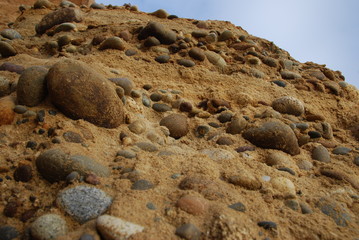 Fototapeta na wymiar Sandstone and large pebble stone