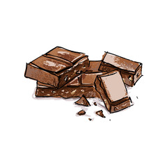 pieces of chocolate on white background