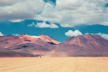 Fototapeta na wymiar traveling through the mountains between Chile and Bolivia