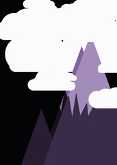 Moon and Mountains Panorame Generative Art background illustration