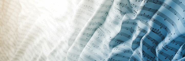 Fototapeta Abstract musical notes background; art concepts, original 3d rendering, RF illustration obraz