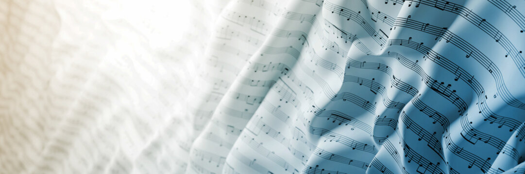 Abstract musical notes background; art concepts, original 3d rendering, RF illustration