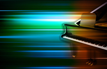 abstract green blur music background with grand piano