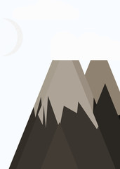 Moon and Mountains Panorame Generative Art background illustration