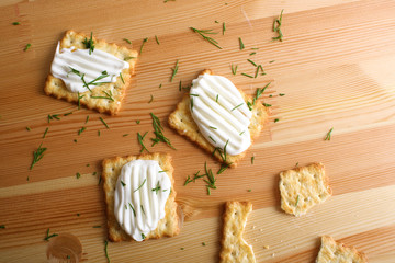 cracker with cream cheese
