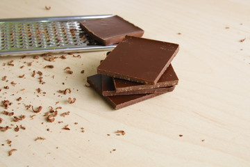 chocolate slices and grater