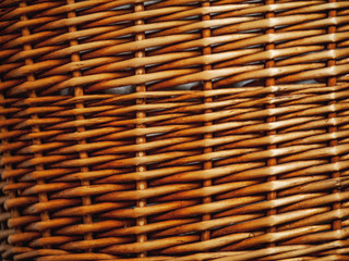 Wicker laundry basket texture. Close up.