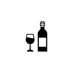 Glass And Bottle Of Wine icon isolated on white background. Alcohol icon. Vector illustration.