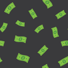 Green dollar bills seamless pattern. Money notes seamless pattern background for finance or business concept.