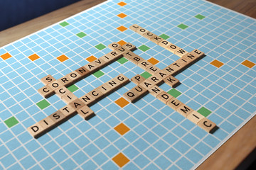 Coronavirus wooden tile board game