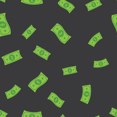 Green dollar bills seamless pattern. Money notes seamless pattern background for finance or business concept.