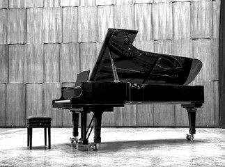 Grand piano set on stage