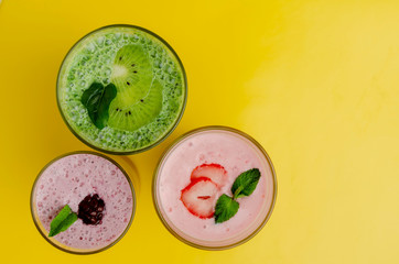 Assortment of Colored Berry Vegetable Fruit Smothie