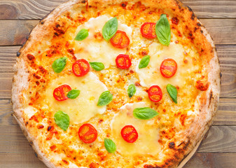Delicious pizza Margherita on table