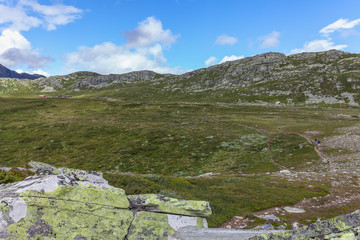tourists hiking in mountains with backpack adventure healthy lifestyle outdoor summer activity trekking weekend getaway forest trail