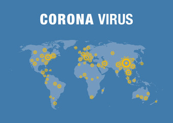 Map of corona virus spread around the world