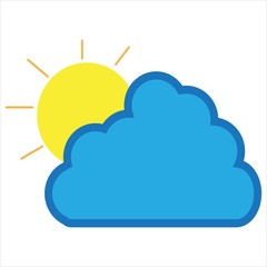 Weather forecast icon. Cloud and sun, weather condition symbol. Seasons, nature, climate, environment, ecology signs.