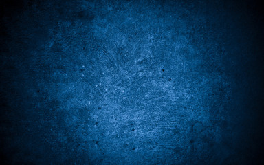 Old wall pattern texture cement blue dark abstract  blue color design are light with black gradient background.