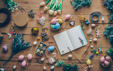 Easter decoration table. Easter concept. 
