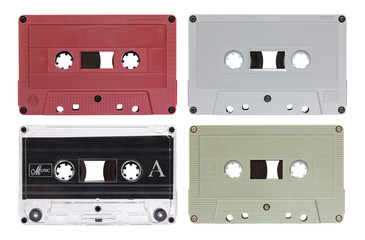 Set of Cassette Tape Isolated on White with Clipping Path