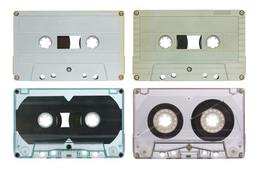 Set of Cassette Tape Isolated on White with Clipping Path