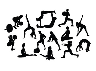 Yoga Sport Activity Silhouettes, art vector design