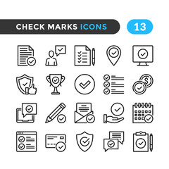 Check marks line icons. Outline symbols collection. Premium quality. Pixel perfect. Vector thin line icons set