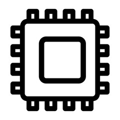 Microchip, electronic circuit icon in line style. Hardware components, chip, microprocessor. Computer processor, CPU, electronics, semionductors symbols. Chipset, integrated circuit illustrations.