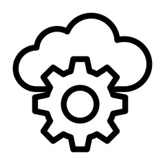 Cloud computing with gears symbol icon. Cloud settings icon.