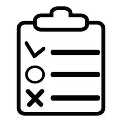 Clipboard or checklist icon in line style. Task list, audit report and check symbols. Done, tick, checkmark, approved signs. Checklist for modern mobile and web UI designs.