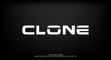 Clone, an abstract technology science alphabet font. digital space typography vector illustration design