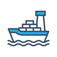 Ship icon vector filled outline style