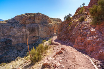 hiking the south kaibab trail in grand canyon national park, arizona, usa