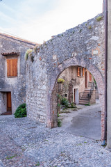 Entrance of old house or building in the centre of Malcesine,  Italy.